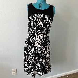 Black and White Print Fit and Flare Dress